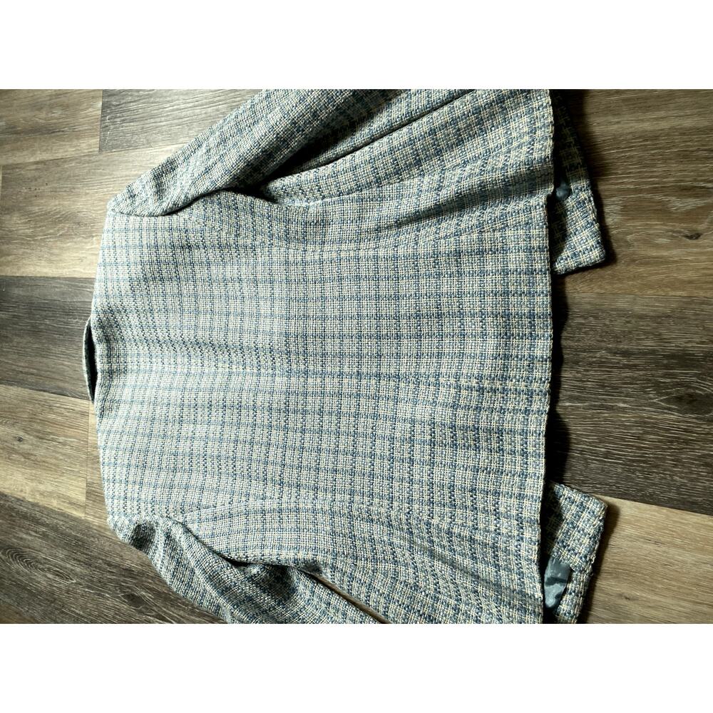 BOGO Vintage Vibes Tweed Blazer Ivory Blue Gingham Preppy Layering Academia - Picture 5 of 5